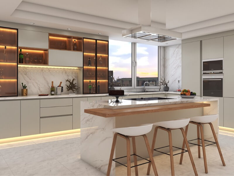 Phong cách thiết kế bếp căn hộ chung cư với quầy bar 3