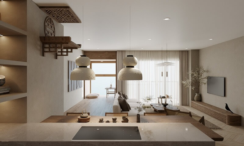 Phong cách Wabi Sabi trong căn hộ 77m2 2