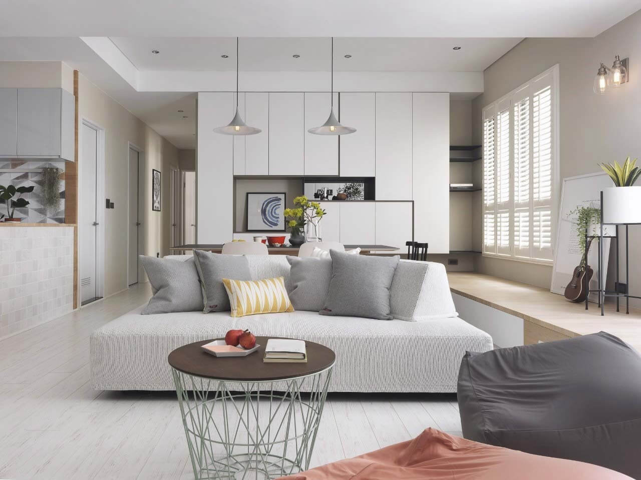 Phòng khách chung cư 65m2 theo phong cách Scandinavian