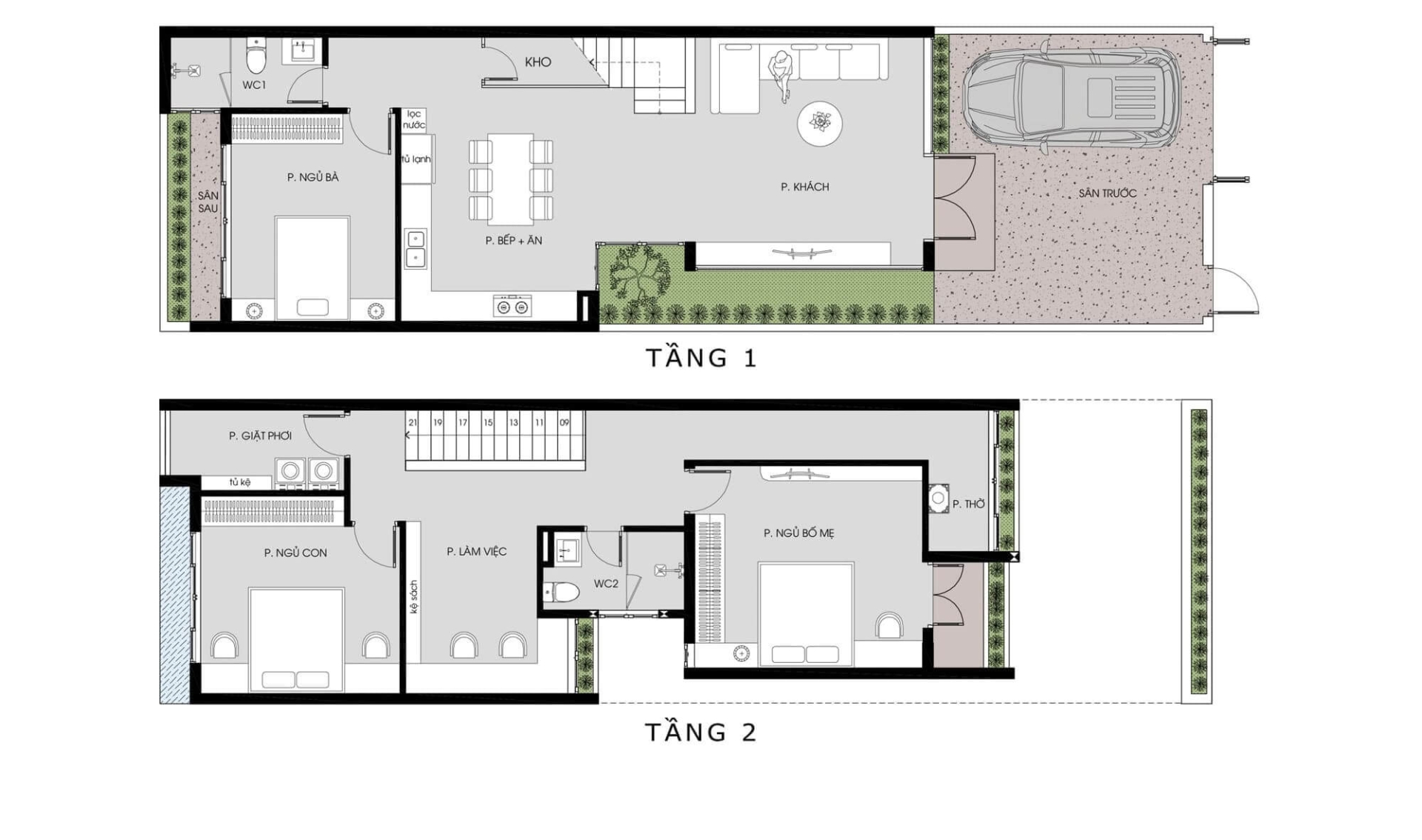 Tham khảo mặt bằng công năng trong thiết kế nhà phố 4x16m