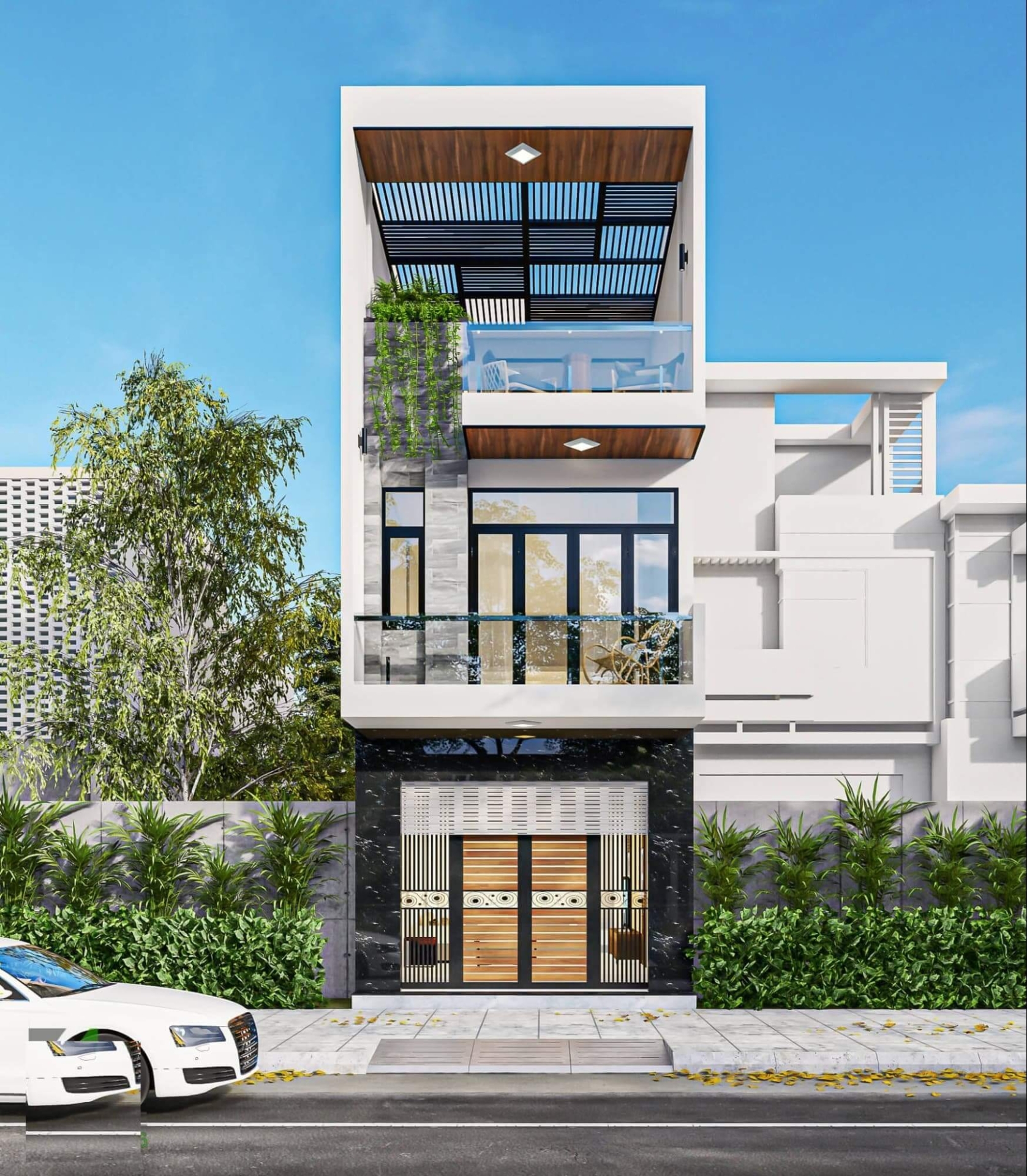 Thiết kế ấn tượng và độc đáo của nhà ống 3 tầng 4x16m