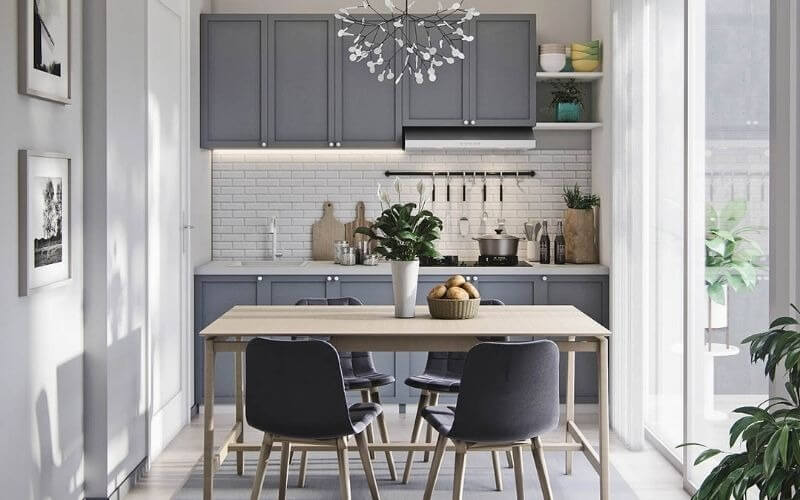 Mẫu thiết kế bếp chung cư hiện đại 2