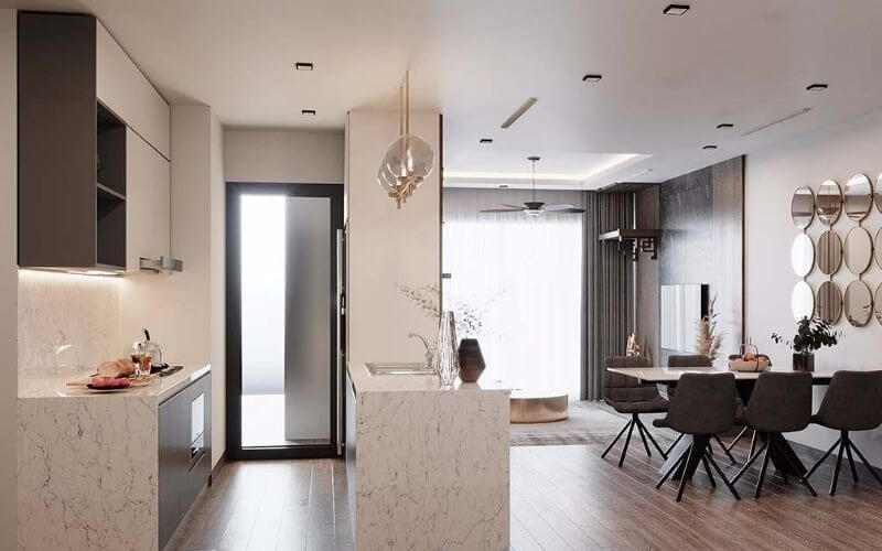 Mẫu thiết kế bếp chung cư hiện đại 3