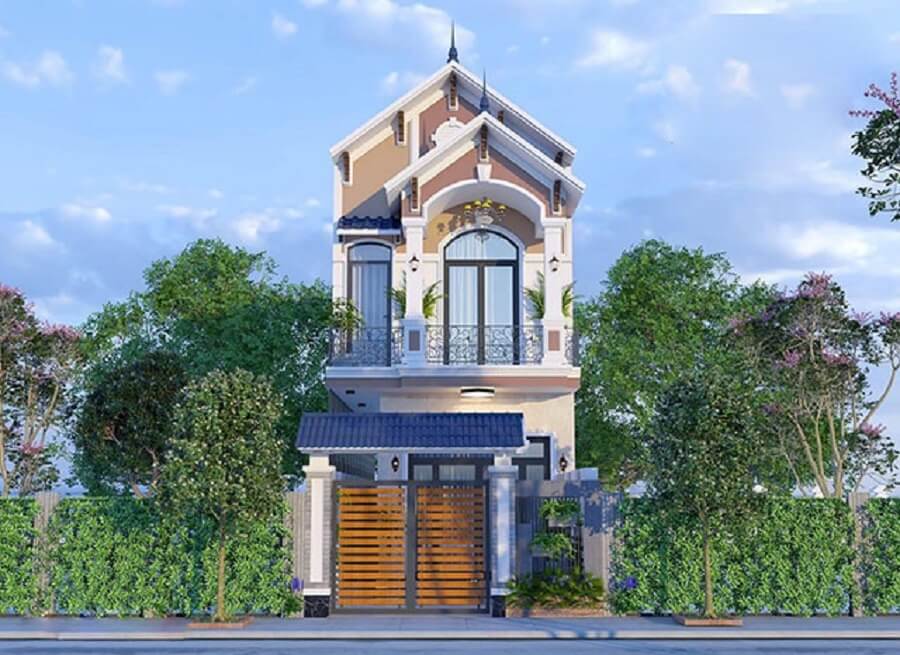 Thiết kế nhà 2 tầng 5x16m mái Thái cuốn hút