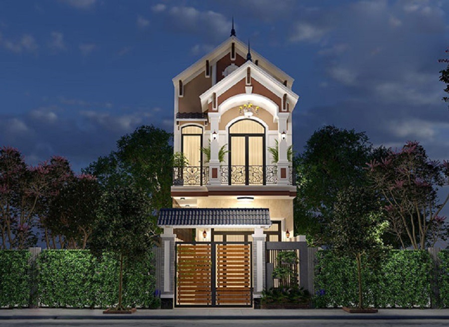 Thiết kế nhà 2 tầng 5x16m mái Thái 1