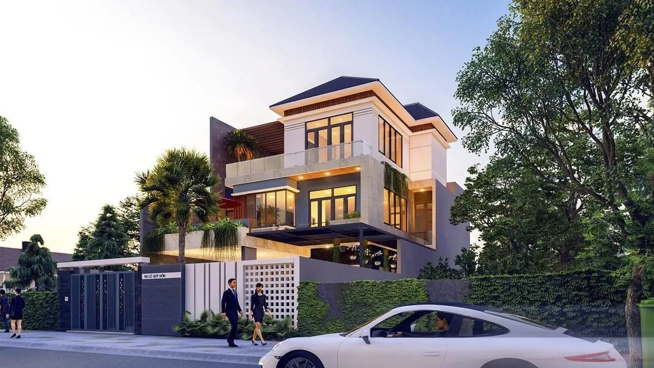 Thiết kế nhà mái Nhật 3 tầng 5 phòng ngủ 3