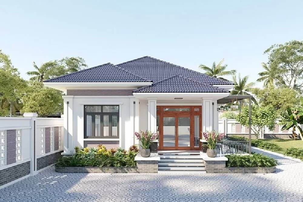 Thiết kế nhà mái Nhật đơn giản kích thước 7x15m