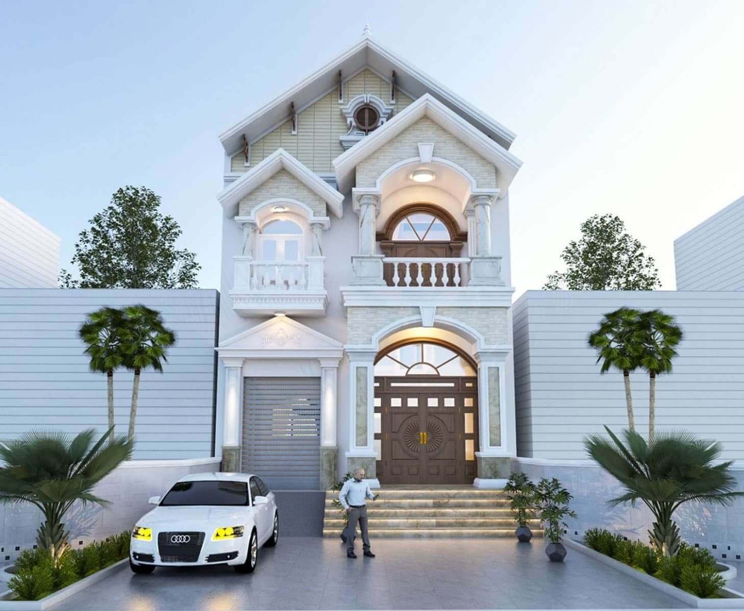 Thiết kế nhà ngang 6m dài 20m 2 tầng mái Thái 3