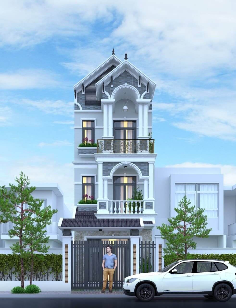 Thiết kế nhà ngang 6m dài 20m 3 tầng 3