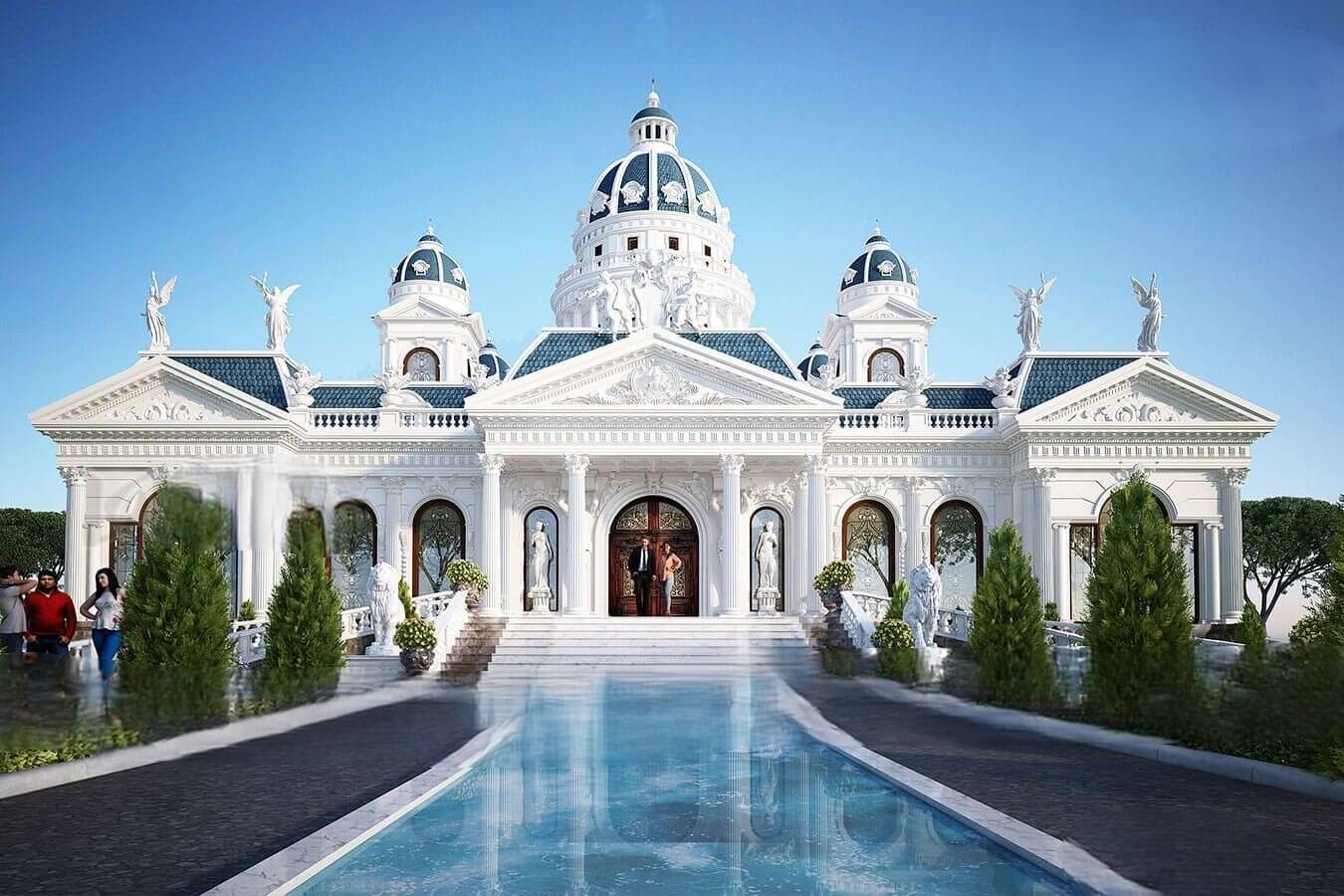 Thiết kế nhà ngang 8m 1 tầng cổ điển tao nhã 3