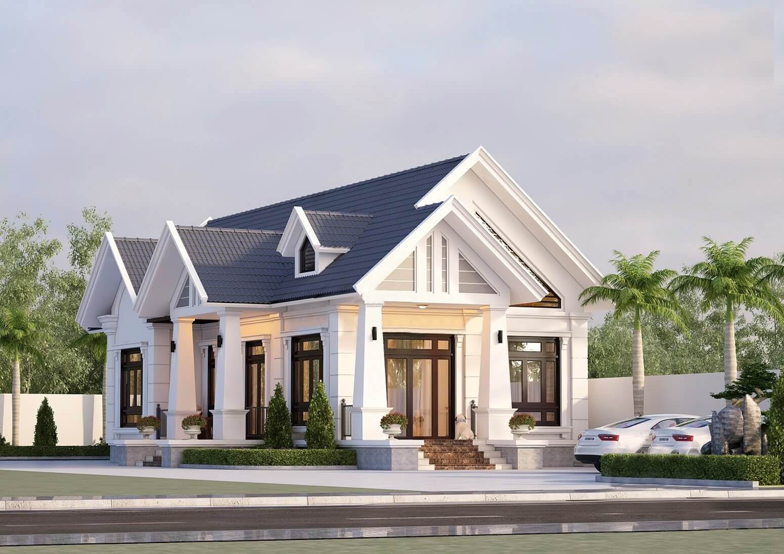 Thiết kế nhà ngang 8m 1 tầng hiện đại