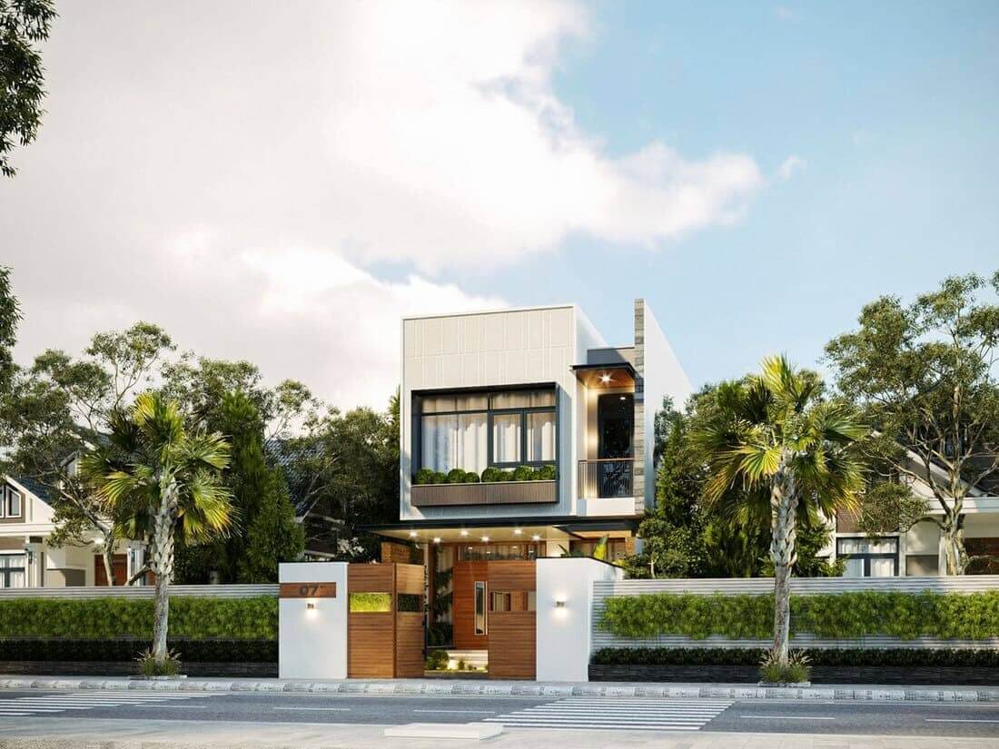 Thiết kế nhà rộng 7m dài 9m với mái bằng hiện đại 2