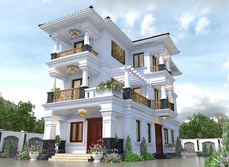 Thiết kế nhà tân cổ điển kích thước 7x15m