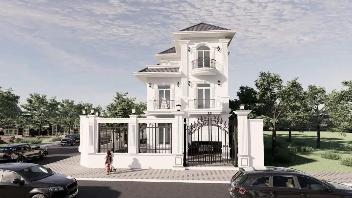 Thiết kế nhà vuông 3 tầng mái Nhật 1