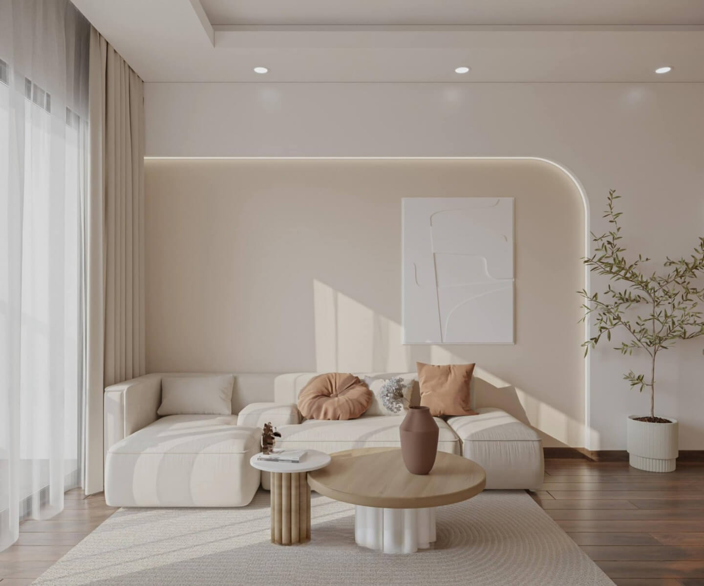 Thiết kế nội thất chung cư 65m2 với màu trắng chủ đạo