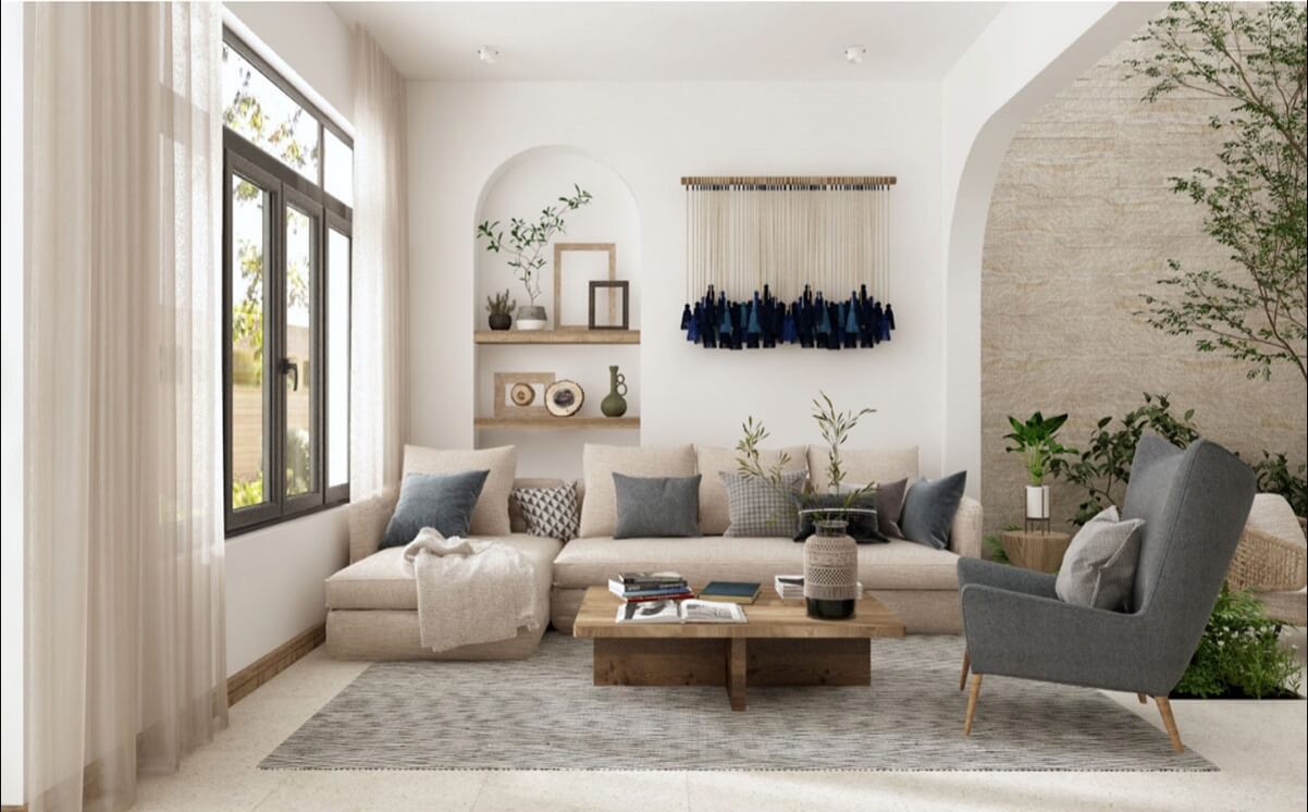 Thiết kế nội thất chung cư 77m2 phong cách Địa Trung Hải 2