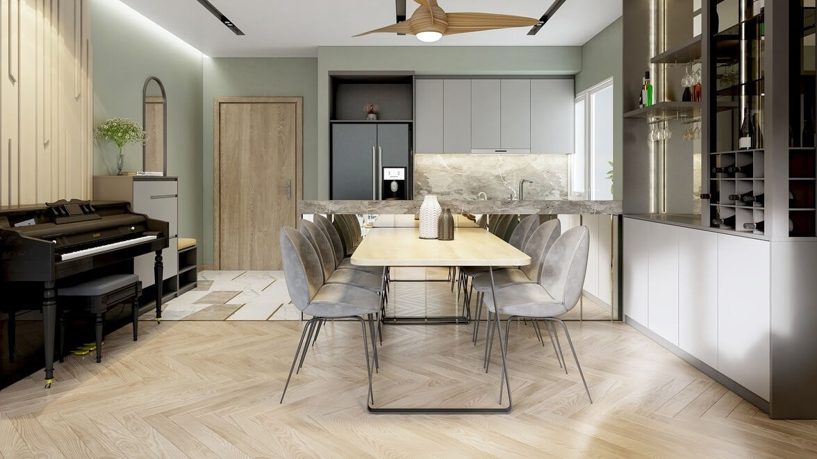 Thiết kế phòng bếp cho chung cư 105m2 3