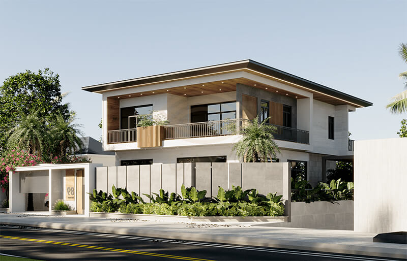 Vẻ đẹp hiện đại của nhà biệt thự 2 tầng thể hiện phong cách và tầm cỡ của gia chủ