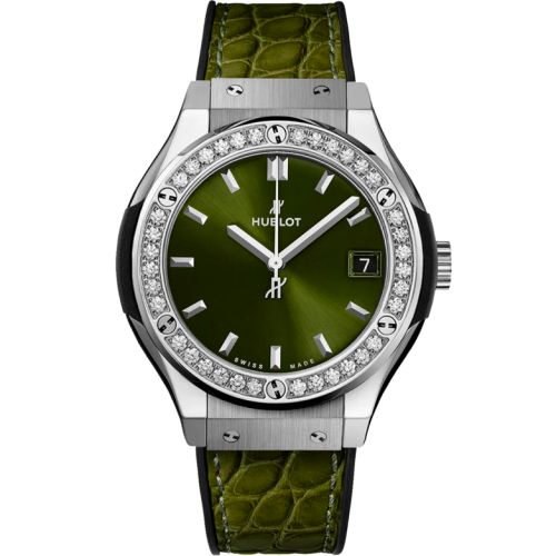 Đồng hồ Hublot Classic Fusion 33mm Green Benzel Custom Diamonds (1)
